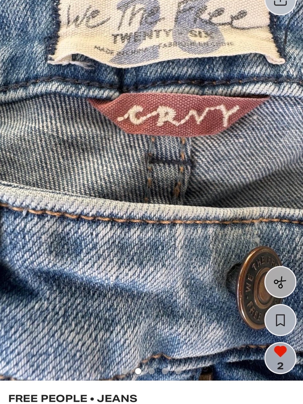 Free People We the Free Jeans Like New Excellent Condition Straight Leg Size 26